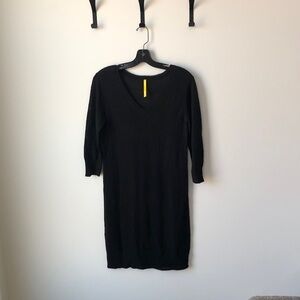 LOLE Black V-Neck Sweater Dress